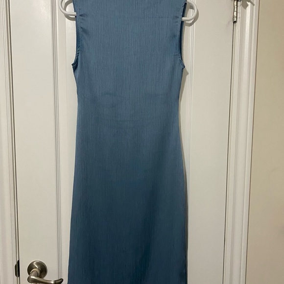 Zara Blue Mock Neck Sheath Dress - Picture 5 of 6
